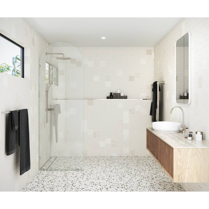 Glass Warehouse 30" x 86.75" Frameless Shower Door - Arched Single Fixed Panel