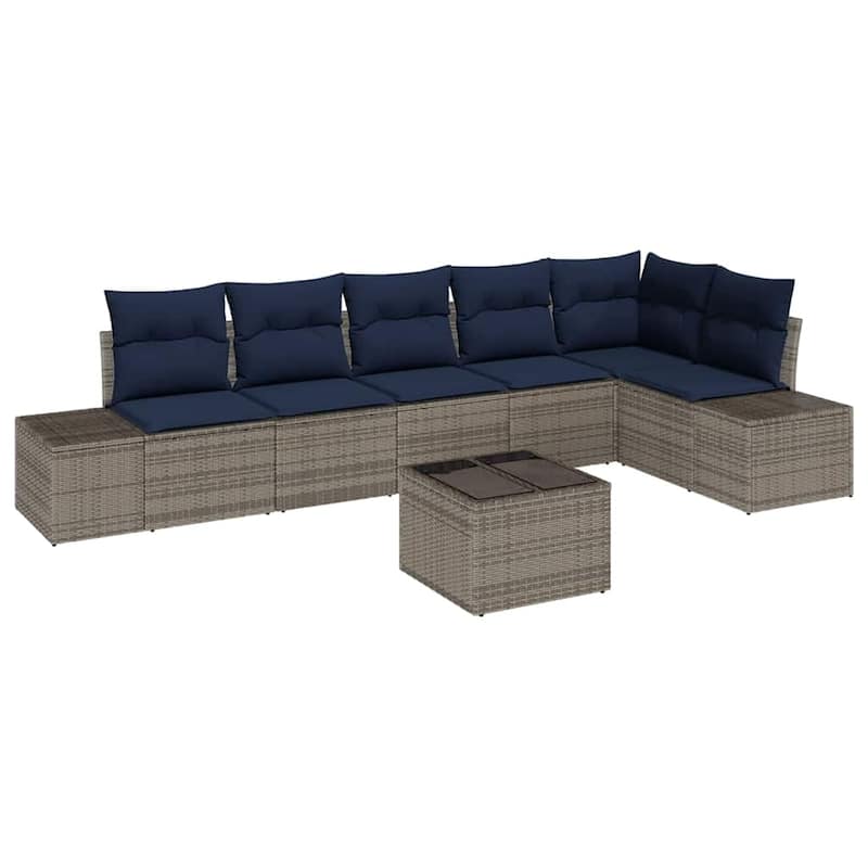 vidaXL 7 Piece Garden Sofa Set with Cushions - 125.6×60.6×27.2