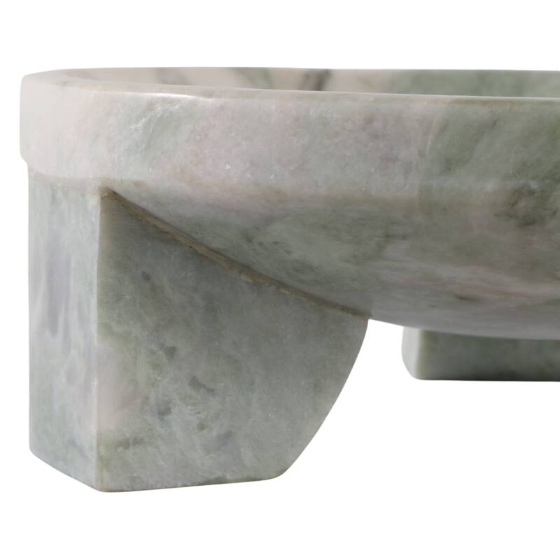 Marble Stone Bowl Fauna-Inspired Decorative Accent - 12" Green - 11.75" x 11.75" x 4"