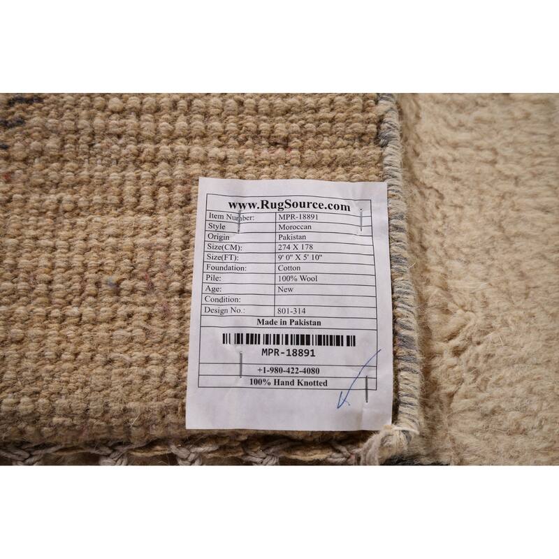 All-Over Trellis Moroccan Area Rug Handmade Wool Carpet - 5'10" x 9'0"