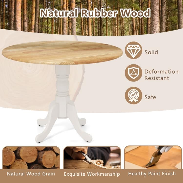 Rubber Wood Round Dining Table with Curved Legs and Adjustable Foot Pads - 40 x 40 x 29 inch (L x W x H)