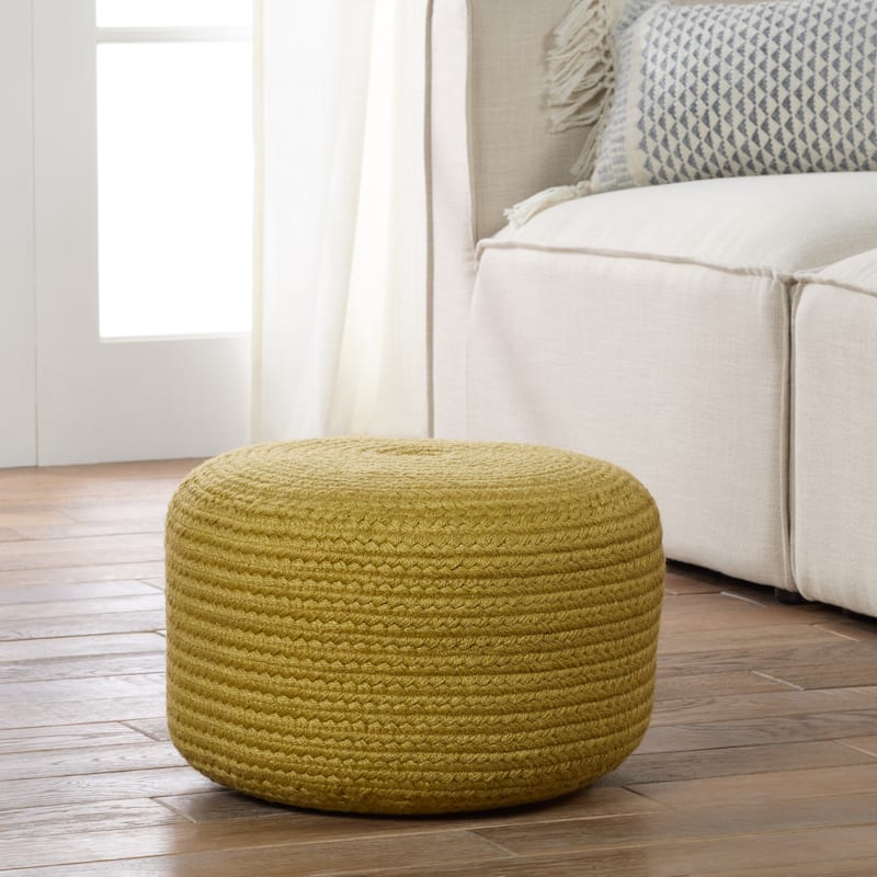 Jaipur Living Saba Solar Round Indoor/Outdoor Polyester Pouf Ottoman/Foot Stool - 18"X18"X12"