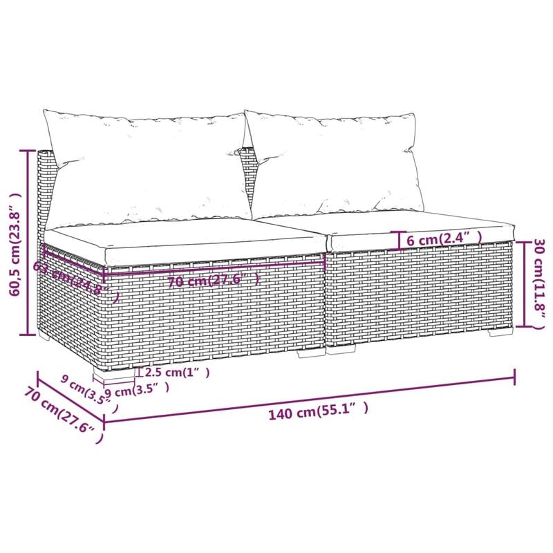 vidaXL Patio Sofa Sectional Sofa Couch Loveseat Outdoor Armchair Poly Rattan