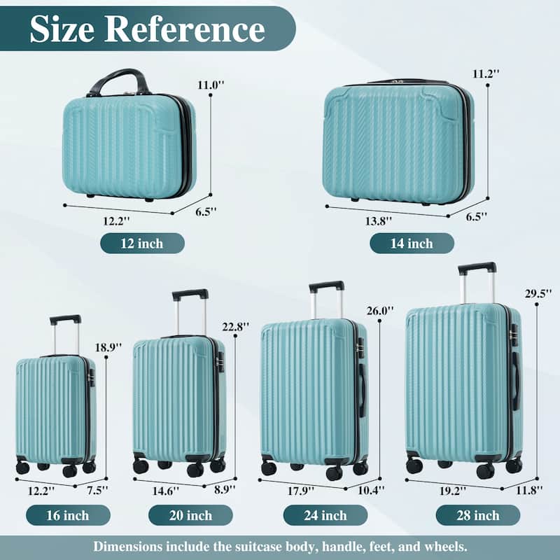 3-Piece Luggage Set, Durable Hardshell ABS Suitcase with Spinner Wheels, TSA Lock, Lightweight Carry-On & Checked Luggage