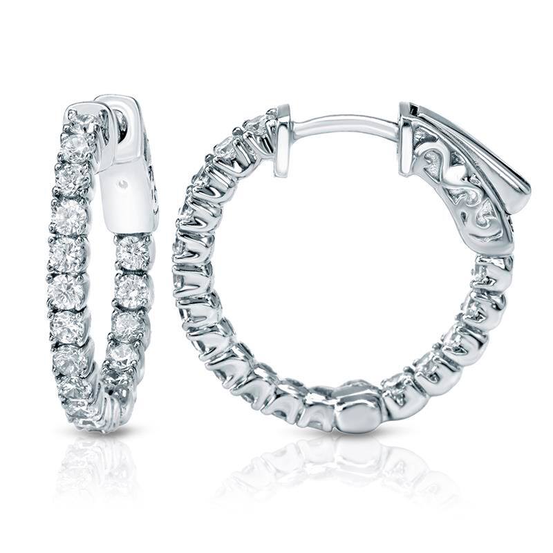 Auriya 14k Gold 1 carat TW Small Diamond Hoop Earrings (H-I, SI1-SI2) - 0.75-inch