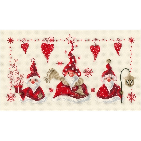 Cheerful Santas On Aida Counted Cross Stitch Kit-11.6"X6.8" 14 Count