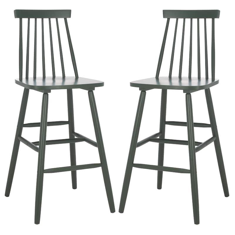 SAFAVIEH Zillah 24-inch Spindle Farmhouse Counter Stool (Set of 2) - 17.7" x 20.5" x 39.1" - 18"W x 21"D x 39"H - Garden Green