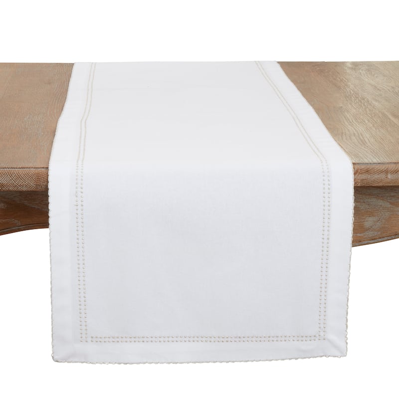Detailed Edge Embroidery Table Runner - 16"x72" - Silver