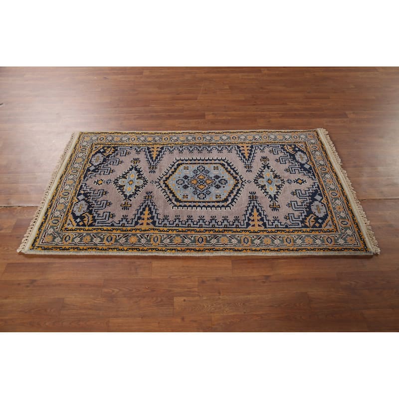 Geometric Viss Indian Accent Rug Handmade Foyer Wool Carpet - 3'0"x 5'3"
