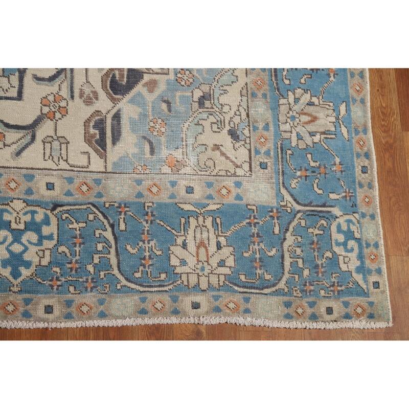 Blue Tabriz Persian Area Rug Handmade Wool Carpet - 9'4" x 12'10"