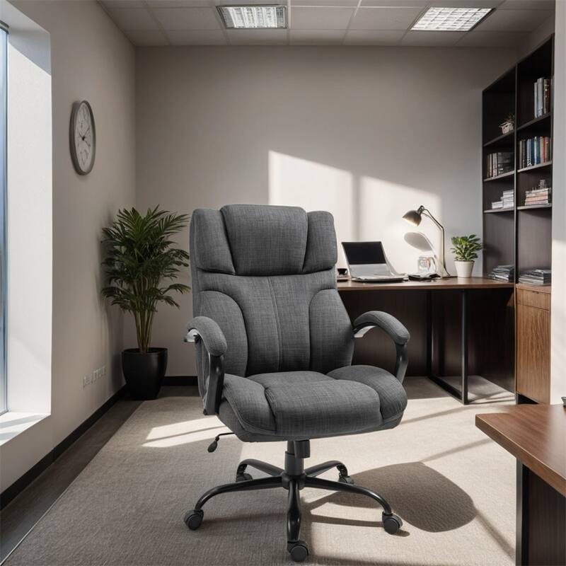 Linen Adjustable Height Ergonomic Office Chair with Wheels