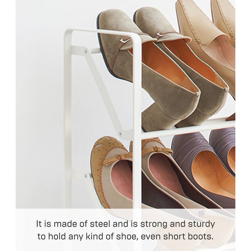 Yamazaki Home Slim Shoe Rack, Steel, Holds 8 to 12 shoes, Holds 26.4 lbs - L 6.89 x W 20.87 x H 31.5 inches