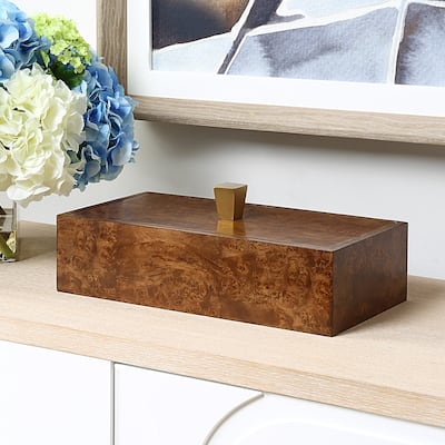 Rectangular Storage Box with Lid- 15" - Brown