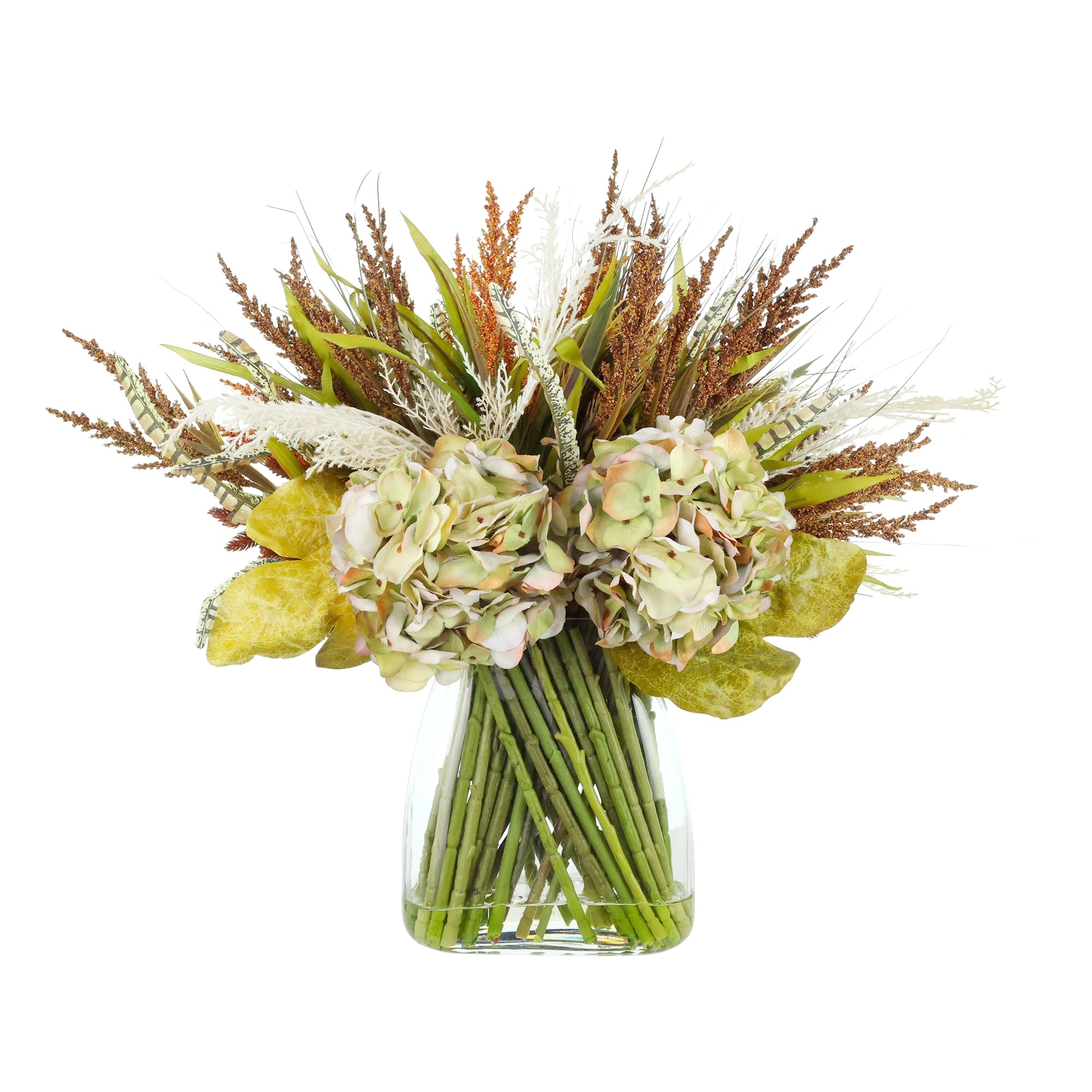 Fall Arrangement with Assorted Heather and Hydrangeas