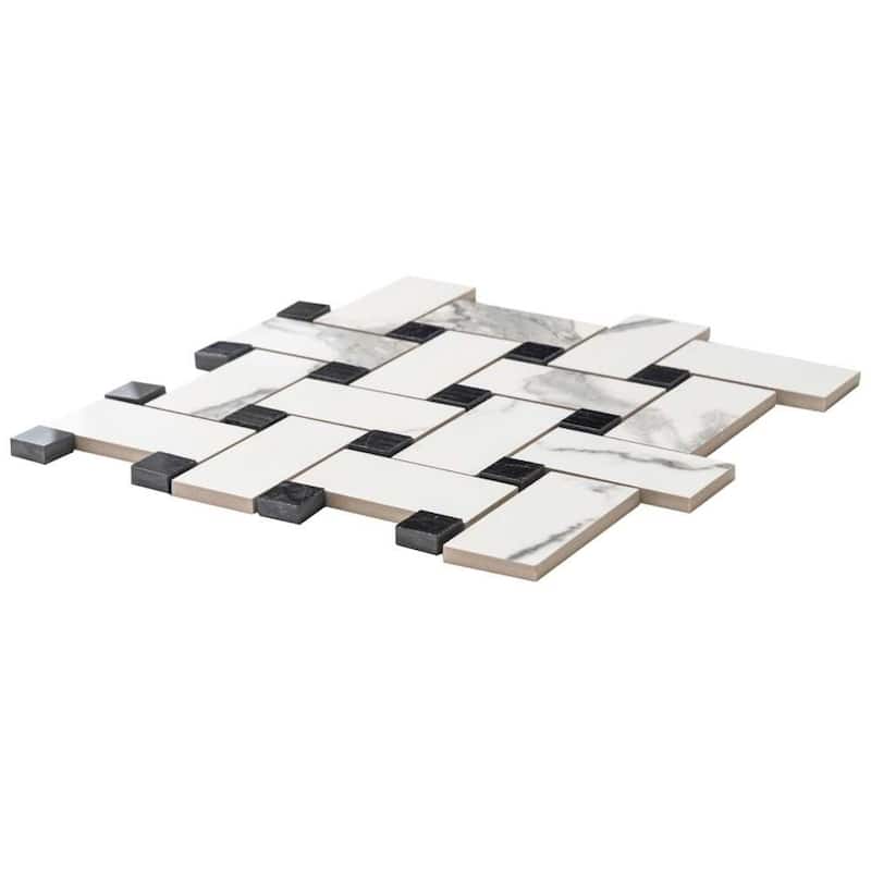 Stately Basketweave 13x13 Porcelain Mosaic Tile - Floor, Wall, Backsplash