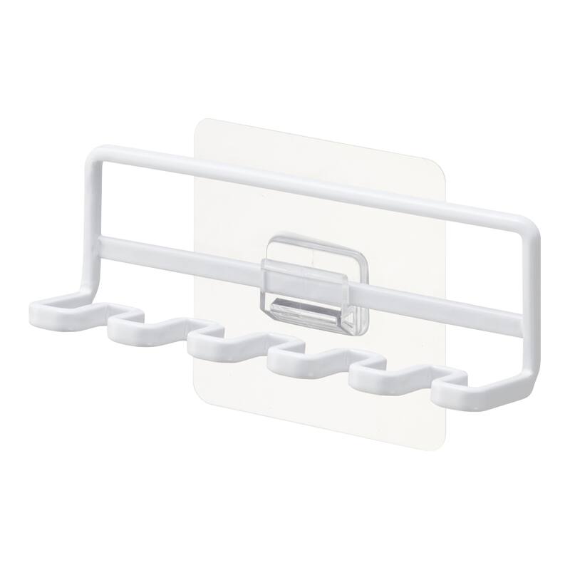 Yamazaki Home Traceless Adhesive Toothbrush Holder, Steel, Holds 0.55 lbs - L 1.38 x W 4.92 x H 1.57 inches - White