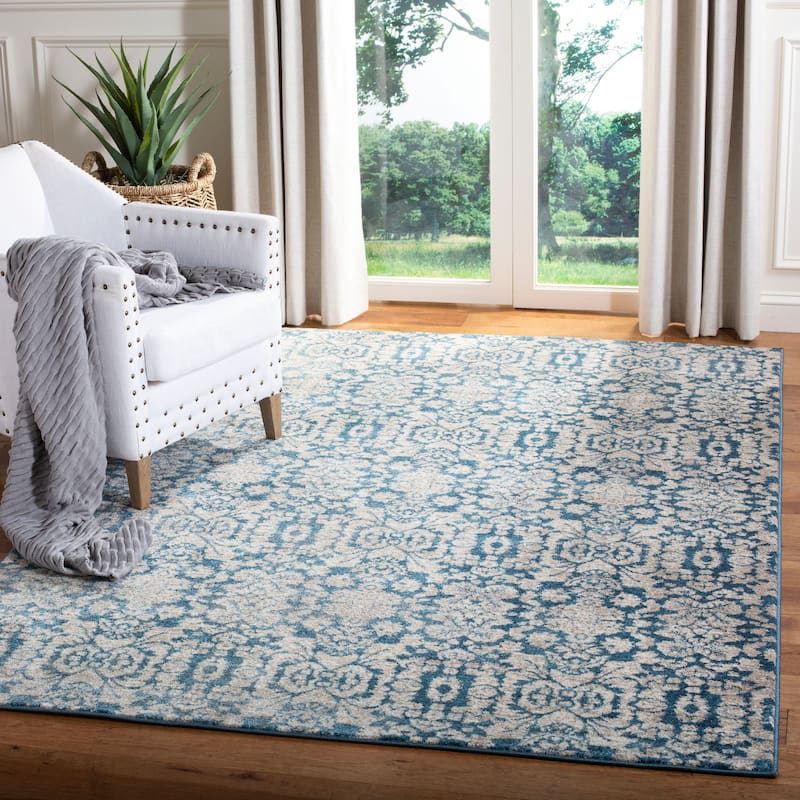 SAFAVIEH Sofia Florance Distressed Vintage Damask Rug - 3' x 5' - Blue/Beige