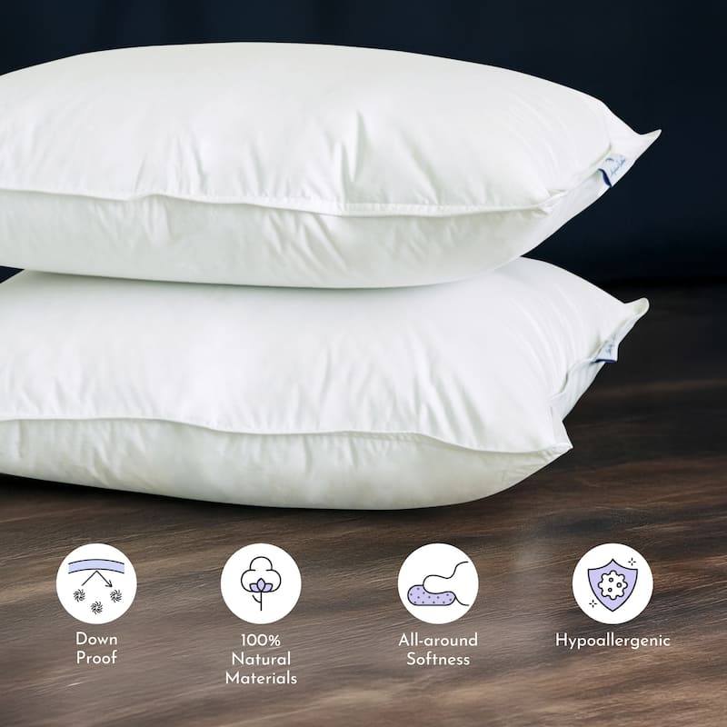 Highland Feather 600 Loft White Goose Down Pillow 289 TC Cotton Casing