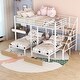 preview thumbnail 2 of 36, Full Over Twin-Twin Triple Bunk Bed with Drawers & Staircase, Metal Platform Bed Frame Can Be Converted Into 3 Separate Beds