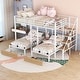 preview thumbnail 2 of 28, Modern Full over Twin-Twin Triple Bunk Bed with Storage Drawers and Staircase for Dorm, Bedroom, Convertible into 3 Beds