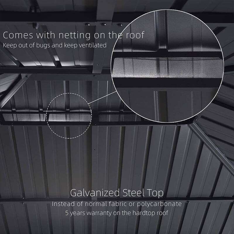 PURPLE LEAF Hardtop Patio Gazebo 12 x 18FT Galvanized Steel Roof Awning w Chaise Lounge