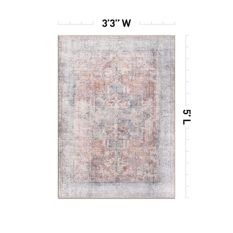 World Rug Gallery Vintage Transitional Boho Machine Washable Area Rug