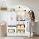 preview thumbnail 6 of 5, Wooden Play Kitchen with Toy Double-Door Refrigerator & Cooking Set Accessories