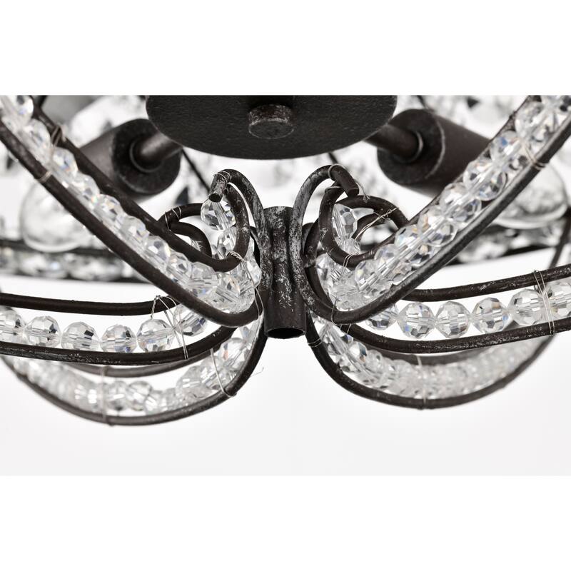 Sandi 24 Inch Glam Crystal Fandelier 6 Light with Remote