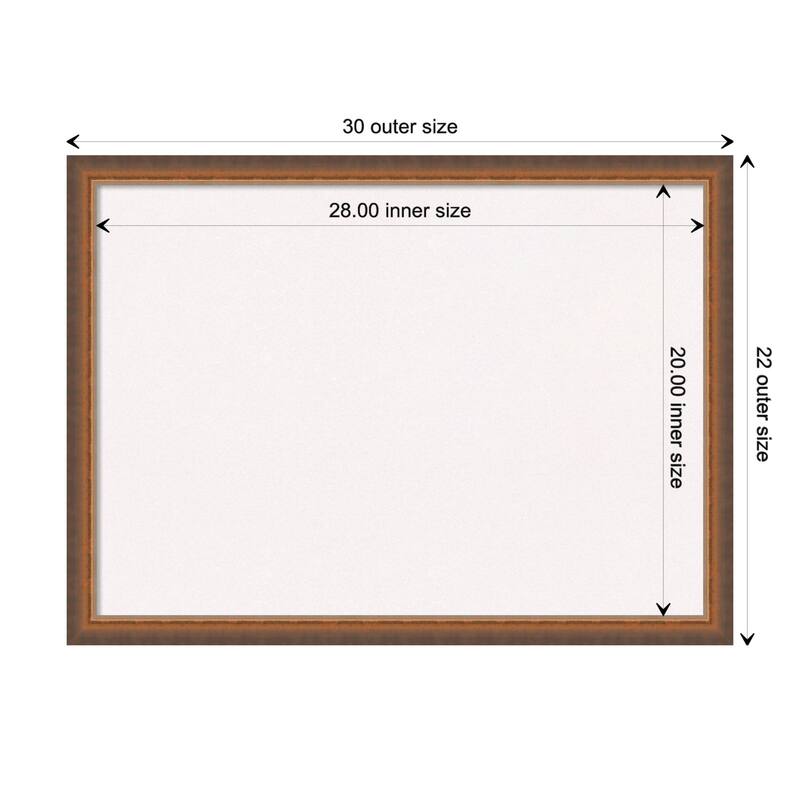 Two Tone Wood Framed White Corkboard Bulletin Board - Two Tone Bronze Copper - Board Size 28x20