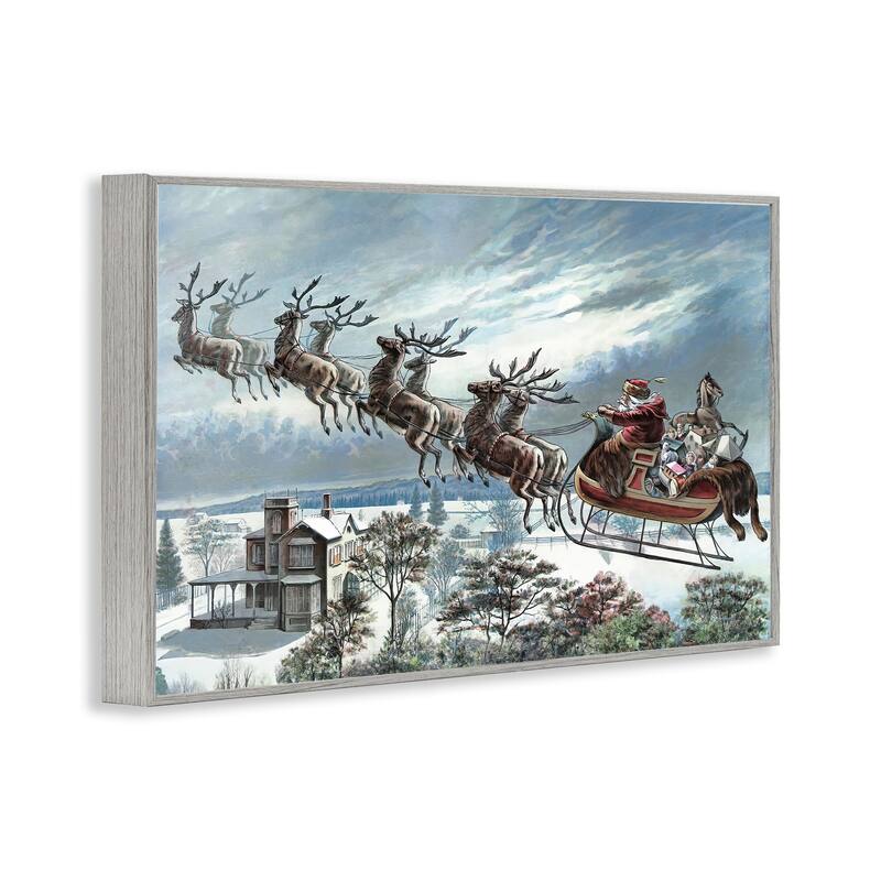 Stupell Santa's Sleigh over Town Framed Giclee Art Design By Arlington Prints