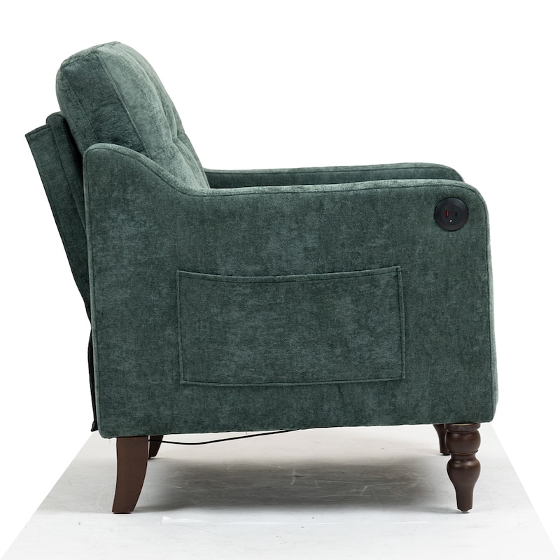 Retro Chenille Accent Sofa Chair with USB Charging Port