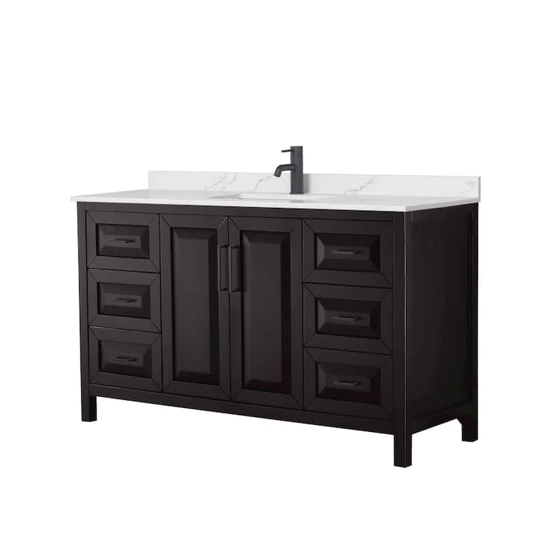 Wyndham Collection WCV252560S-QTZ-UNSMXX Daria 60" Free Standing - Dark Espresso / Giotto Quartz Top / Matte Black