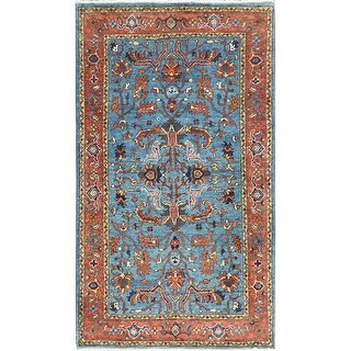 Shahbanu Rugs Air Force Blue Afghan Peshawar with All Over Heriz Design ...