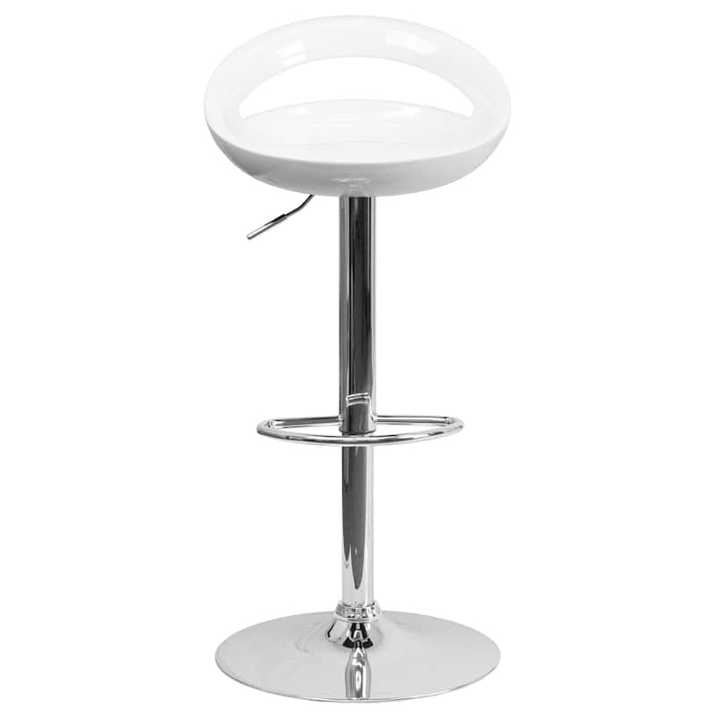 Height-adjustable Barstools with Rounded Cutout Backs (Set of 2) - 18.25"W x 18.25"D x 30.25" - 38.75"H