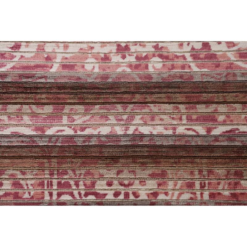 Striped Modern Abstract Oriental Accent Rug Handmade Wool Carpet - 2'7"x 4'10"