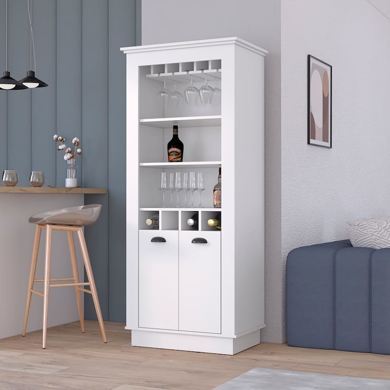 Bar Cabinet, Four built-in wine racks,Living Room, Black
