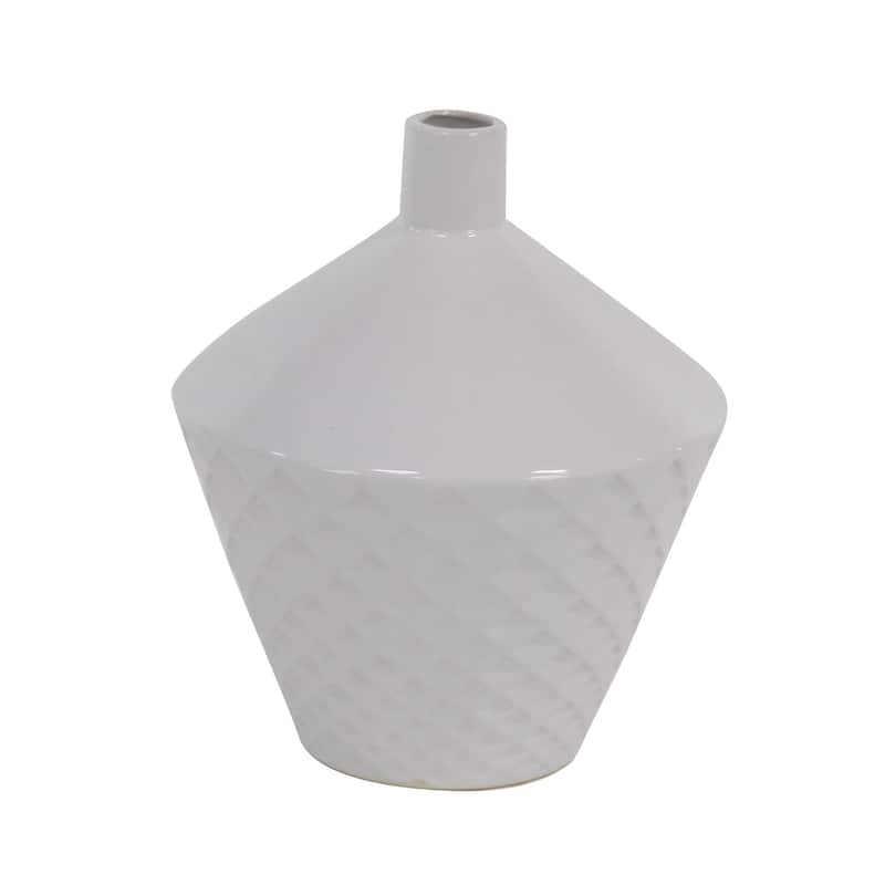 Porcelain Ceramic Vase - Set of 3 White - Roche River Decor - 7"W x 7"L x 15"H