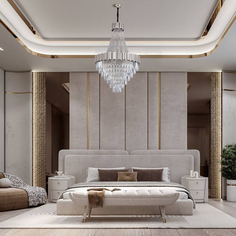 KAYLA Large Crystal Chandelier - 35.4"Modern 6-Tier 17-Light Chrome Ceiling Light, Luxury K9 Crystal