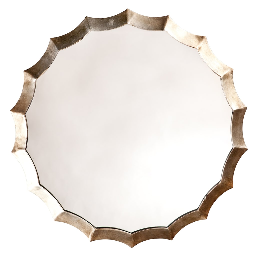 Alden Décor Avery Metal Scalloped Mirror - Antique Silver