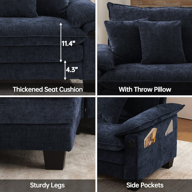 Living Room Furniture Sets, Modular Sectional Sofa Set with Ottoman for Living Room, Convertible Sofa Couch