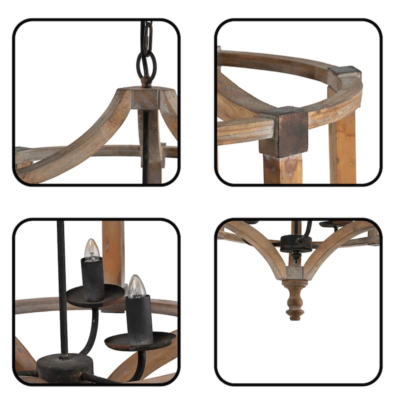 3 - Light Wood Drum Chandelier