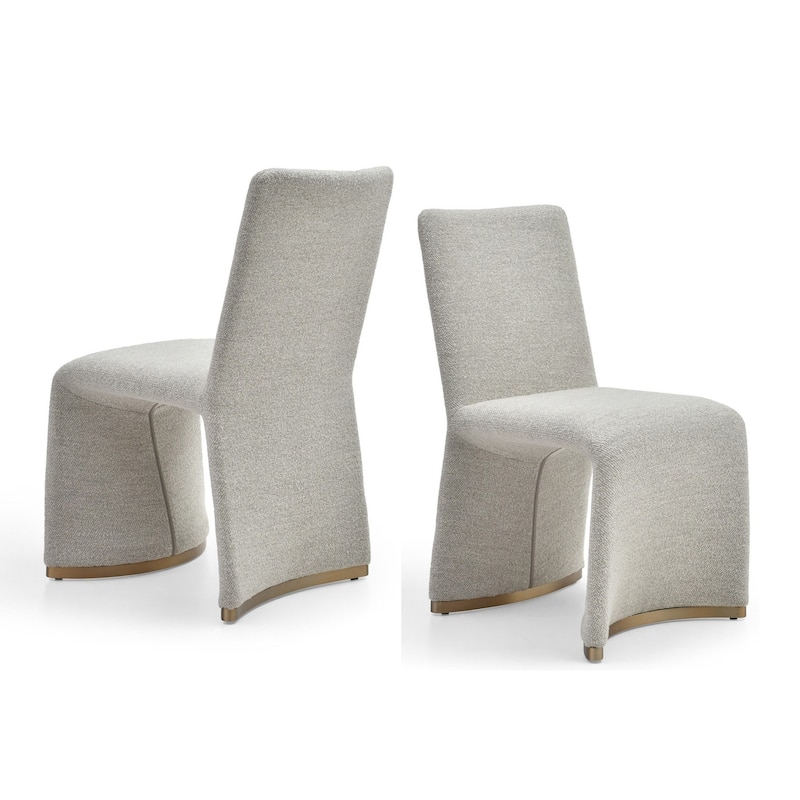Modrest Kenda Contemporary Grey and Brushed Gold Dining Chair (Set of 2)