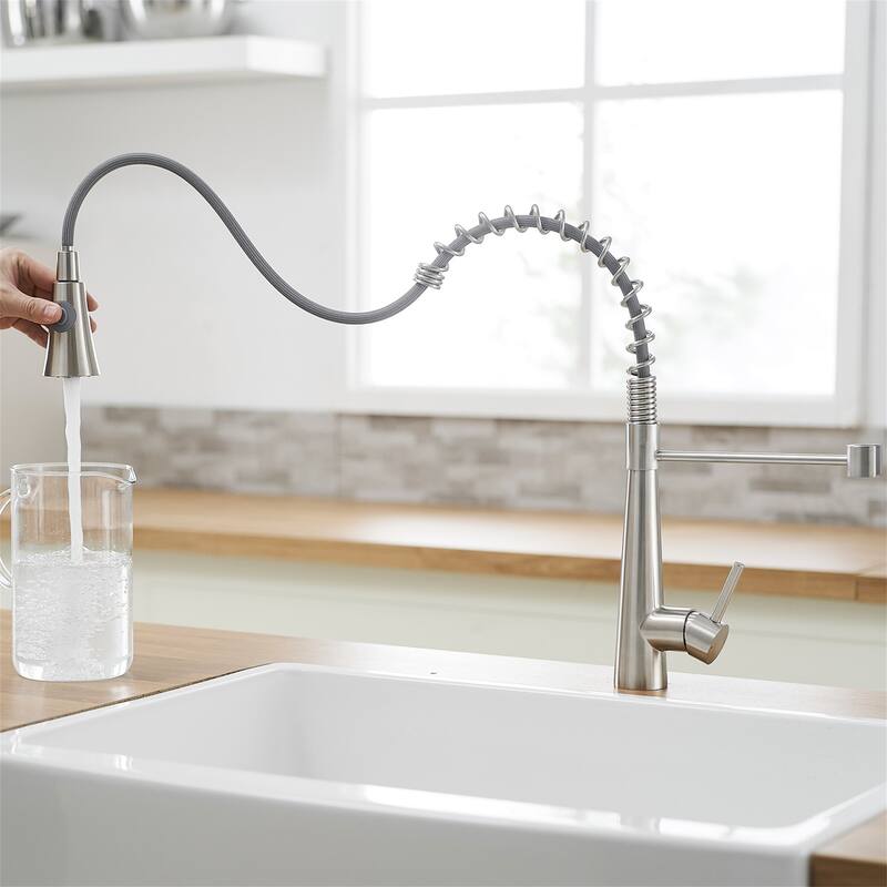 Single Handle Kitchen Sink Faucet with Pull Down Sprayer 304 Stainless Steel Pull Out Kitchen Basin Vanity Faucets with Sprayer