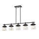 Black and Brushed Nickel 5-Light Linear Kitchen Island Lighting