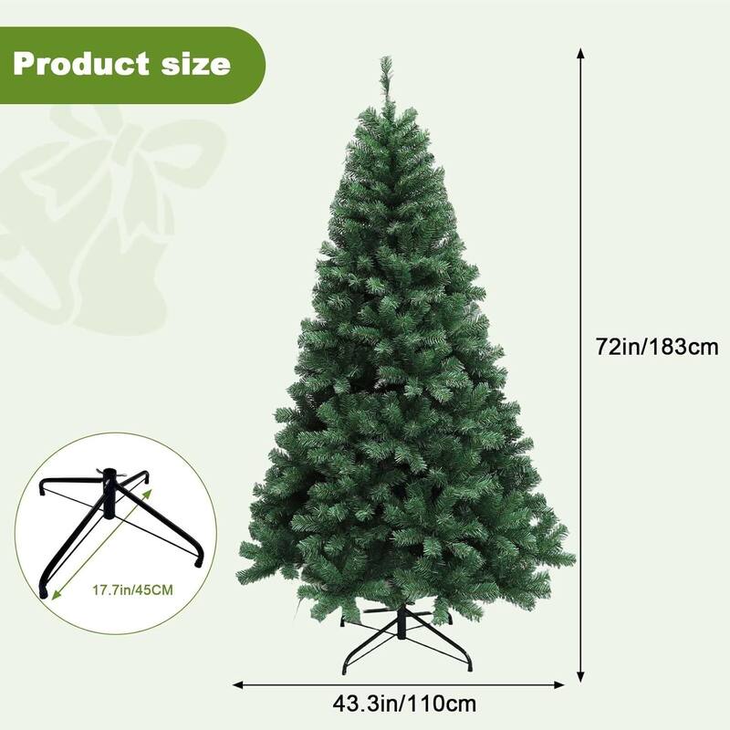 Artificial Christmas Tree, Hinged Artificial Pine, with Remote Control and Lights