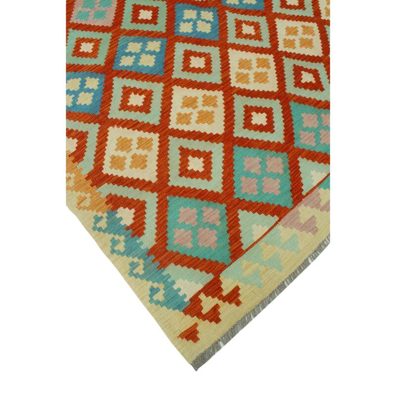 Sangat Flatweave Cyneleah Red/Ivory Rug - 6'7" x 9'8"