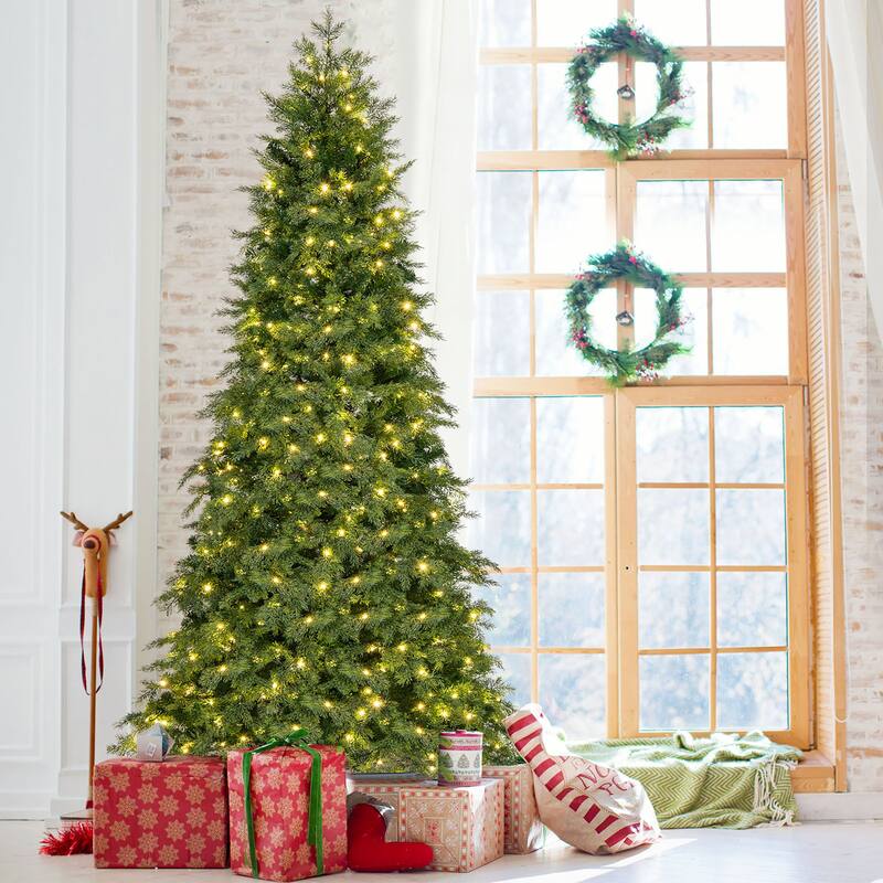 Gymax 7.5 FT Artificial Xmas Tree w/ 1019 PE PVC Branch Tips & Folding - See Details