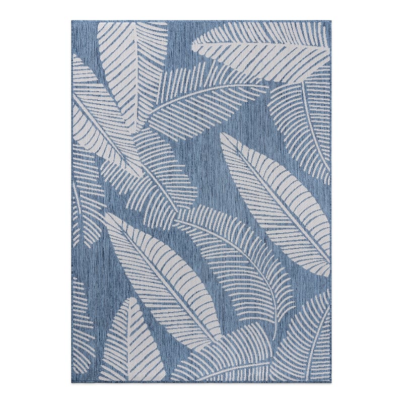 World Rug Gallery Distressed Palm Leaves Textured Flat Weave Indoor/Outdoor Area Rug