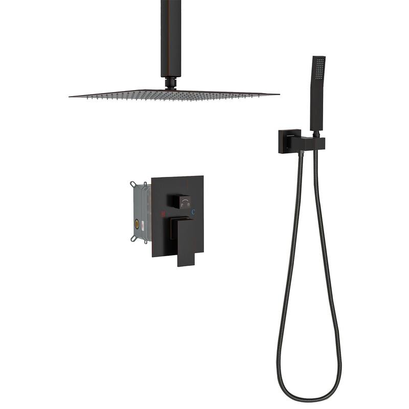 Topcraft 10-inch Ceiling Mount Square Shower System with Rough-in Valve - 10*10 - Oil Rubber Bronze