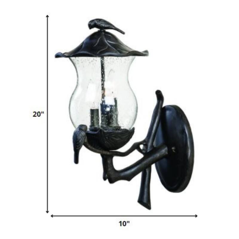 Black Aluminum Outdoor Wall Light with Clear Glass 3 Light Hardwired - 13.25” x 10” x 20” (D x W x H)